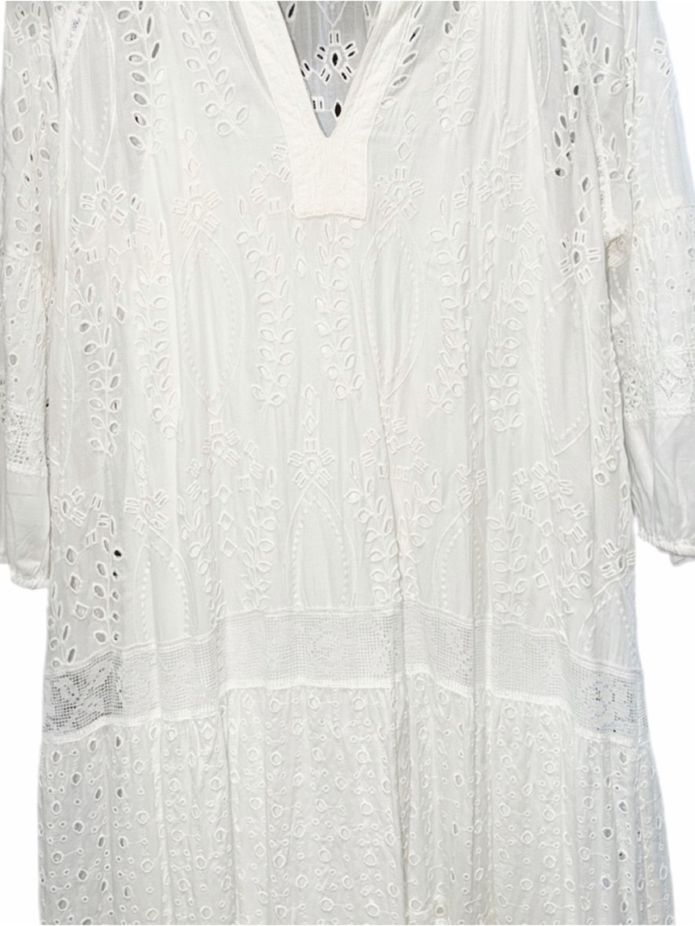 Johnny Was "Jade" White Sleeve Rayon Maxi Dress w white fitted slip-flawless xl - Picture 11 of 15